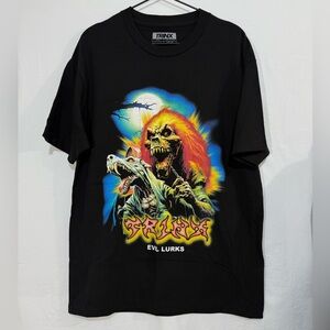 TRINX LA Men's‎ Large "Evil Lurks" Horror Metal Graphic T-Shirt Cotton Black USA